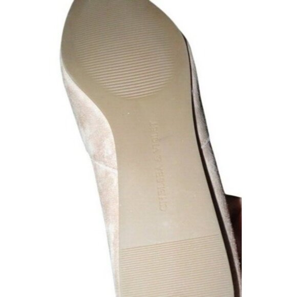 CHELSEA & VIOLET Clara Tan Beige Cream Suede Leather Scalloped Flats size 6.5 - Picture 8 of 9